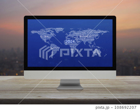 Happy new year 2024 global business start up online concept, Elements of this image furnished by NASA 108692207