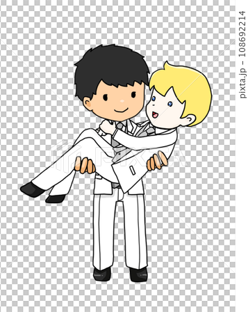 Illustration of a couple hugging a princess (Japanese man hugging a white man) Illustration of a couple hugging a princess (Japanese man hugging a white man) 108692214