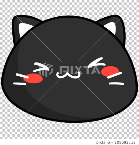 cute smile black uwu catのイラスト素材 [108692318] - PIXTA