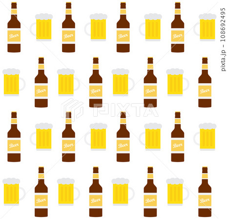 Vector seamless pattern of beer bottle and glass 108692495