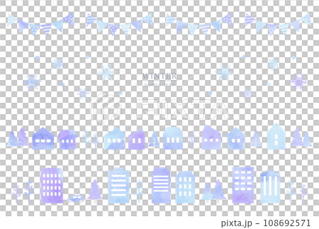 冬の町並み 水彩風イラスト素材 108692571