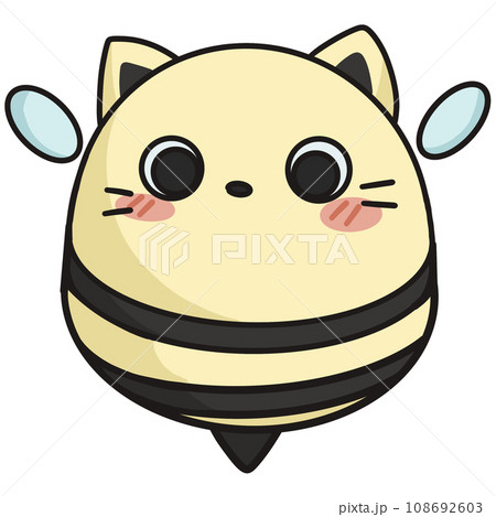 Cute yellow bee cat with big eyes 108692603