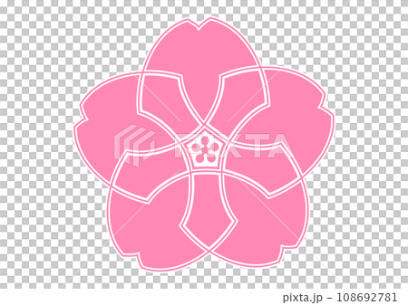 Cherry blossom icon Pink kaleidoscope-like gorgeous cherry blossom petal illustration mark material 108692781