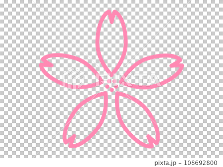 桜の花のアイコン シンプルでスタンダードな白とピンクの桜の花びらのイラスト マーク素材 108692800