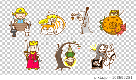 かわいいポップなタロットカードのスートのイラスト 108693281
