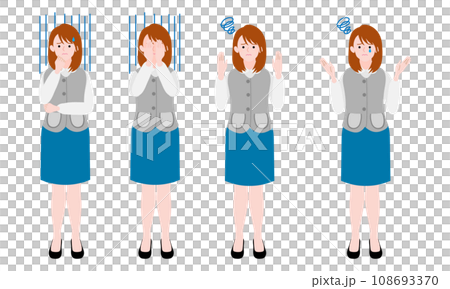 Illustration set of OL who feels anxious 108693370