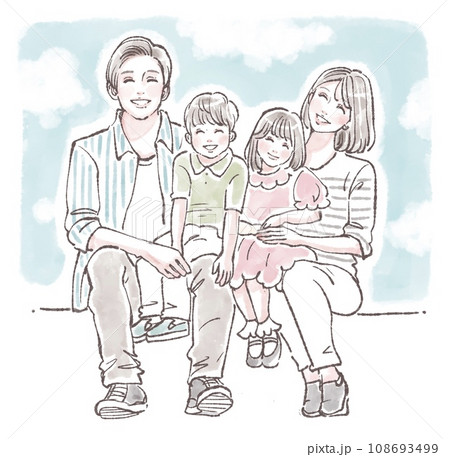 幸せな家族のイラスト素材 幸せな家族のイラスト素材 108693499