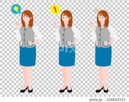 Illustration set of an office lady who came up with a good idea Illustration set of an office lady who came up with a good idea 108693541