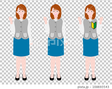 Illustration set of office ladies doing fist pumps Illustration set of office ladies doing fist pumps 108693543