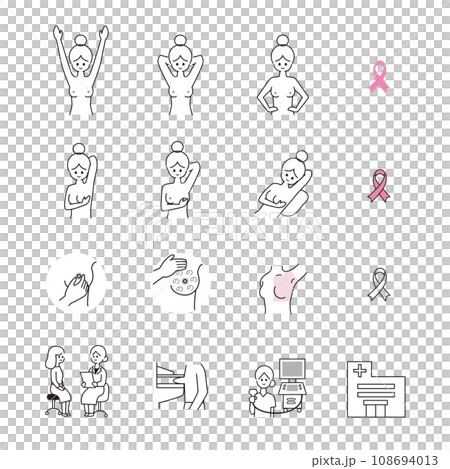 乳がん検診に関するイラストセット 108694013