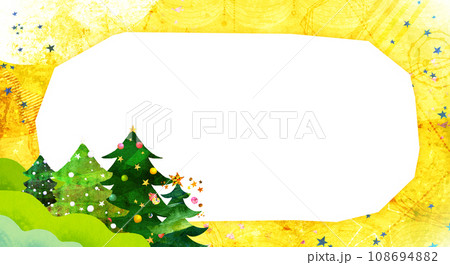 クリスマスのかわいいフレーム 背景素材 イエロー系 クリスマスのかわいいフレーム 背景素材 イエロー系 108694882
