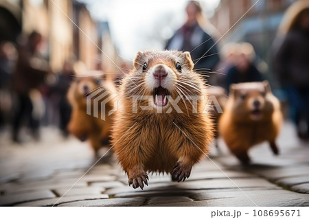 Animals wildlife in the urban city. Generative AI 108695671