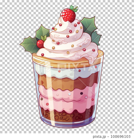 Sweet dessert Ice cream parfait green and red color for Christmas festival 108696103