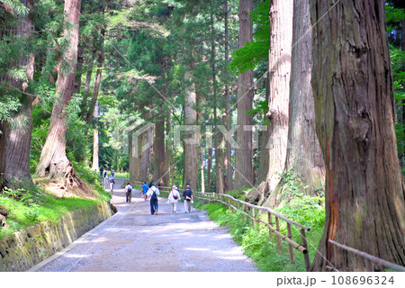 東北・平泉・中尊寺、月見坂の眺めを楽しみながら歩を進める観光客のイメージ・岩手県平泉町(1) 東北・平泉・中尊寺、月見坂の眺めを楽しみながら歩を進める観光客のイメージ・岩手県平泉町(1) 108696324