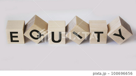 Equity , word written on wooden cubes and white background Equity , word written on wooden cubes and white background 108696656