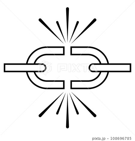 Breaking shackles icon freedom, breaking chain link, path to freedom Breaking shackles icon freedom, breaking chain link, path to freedom 108696785