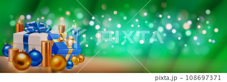 Gift boxes, candles and balls Gift boxes, candles and balls 108697371