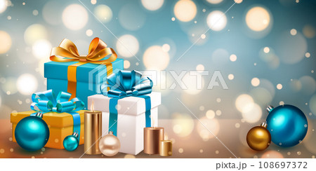 Gift boxes, candles and balls Gift boxes, candles and balls 108697372