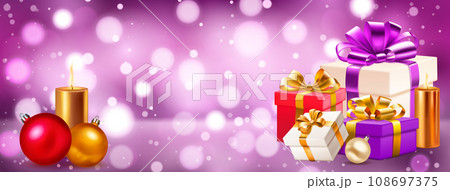 Gift boxes, candles and balls Gift boxes, candles and balls 108697375