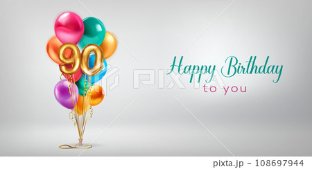 Festive birthday illustration with balloons Festive birthday illustration with balloons 108697944