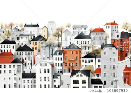 街並み（手描きタッチ）-3 108697959