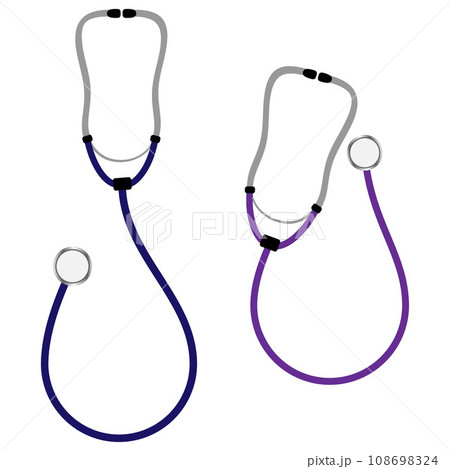 Medical stethoscope in different positions. Vector illustration in flat style. Medical stethoscope in different positions. Vector illustration in flat style. 108698324