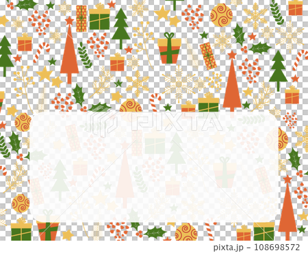 Christmas card designed with Christmas ornaments and snowflakes 1 108698572
