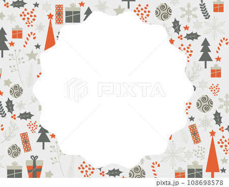 クリスマスのオーナメントや雪の結晶がデザインされたクリスマスカード　7 108698578