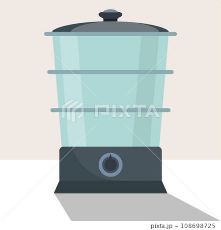 Stylish modern double boiler, isolated. Modern steamer for preparing food via steam. Vector illustration in flat style. 108698725