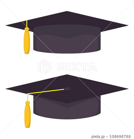 Graduation cap, vector illustration in flat style. Academic caps set. Graduation cap isolated on white. Graduation cap, vector illustration in flat style. Academic caps set. Graduation cap isolated on white. 108698788