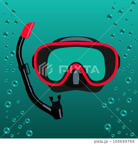 scuba mask and snorkel against a background of...のイラスト素材 [108699764 ...
