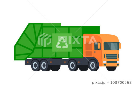 Urban garbage truck. Trash sorting, recycling. Vector illustration. Urban garbage truck. Trash sorting, recycling. Vector illustration. 108700368
