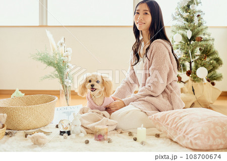 ペット犬と過ごすクリスマス ペット犬と過ごすクリスマス 108700674