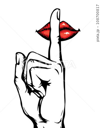 The finger shows quietly. Vector drawing The finger shows quietly. Vector drawing 108700817