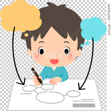 考えたことを紙に書き出す男性 108700896