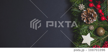 Frame of christmas tree decor 108701096