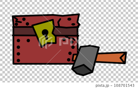 存放金、銀和財寶的受損堅固寶箱的插圖 存放金、銀和財寶的受損堅固寶箱的插圖 108701543