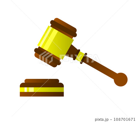 裁判やオークションで使う木槌ハンマーのイラスト 裁判やオークションで使う木槌ハンマーのイラスト 108701671