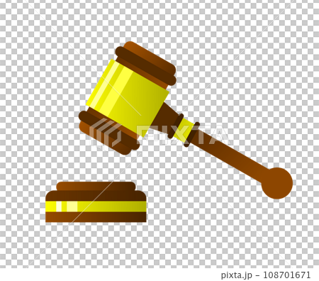 裁判やオークションで使う木槌ハンマーのイラスト 裁判やオークションで使う木槌ハンマーのイラスト 108701671