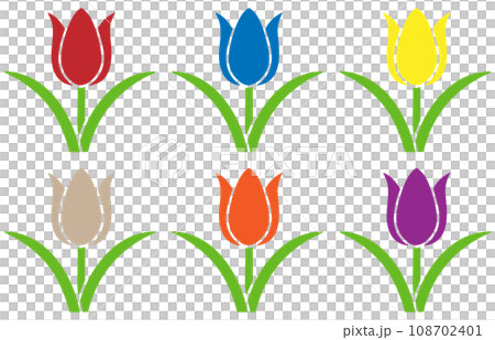 Tulip icon 6 color set 108702401