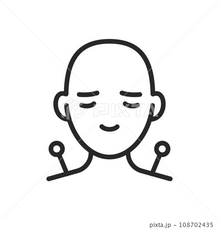 Acupuncture Headache Help Icon. Vector Outline Editable Isolated Image Representing Traditional Chinese Medicine for Migraine Relief. Acupuncture Headache Help Icon. Vector Outline Editable Isolated Image Representing Traditional Chinese Medicine for Migraine Relief. 108702435