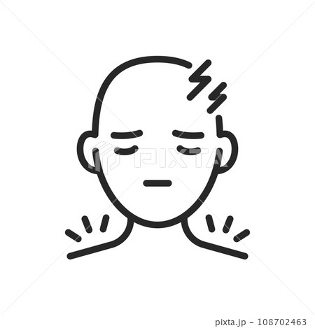 Neck Pain Headache Icon. Vector Illustration of Combined Cervical Discomfort and Head Pain, Editable and Isolated Symbol for Medical Use. 108702463