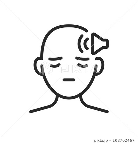 Sensitivity To Sound Icon. Vector Editable Isolated Symbol Depicting the Overwhelming Acoustic Sensitivity Common in Medical and Health Contexts. 108702467