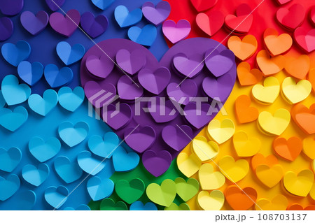Valentines day, multicolor rainbow abstract heart design 108703137