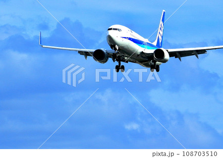 大阪国際空港　ANA　飛行機　着陸態勢　千里川尻 108703510