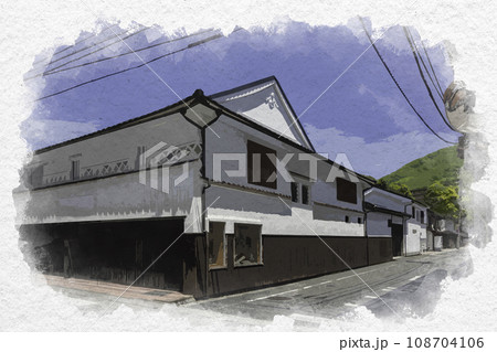 水彩画風 新見御殿町 津国屋 岡山県新見市 水彩画風 新見御殿町 津国屋 岡山県新見市 108704106