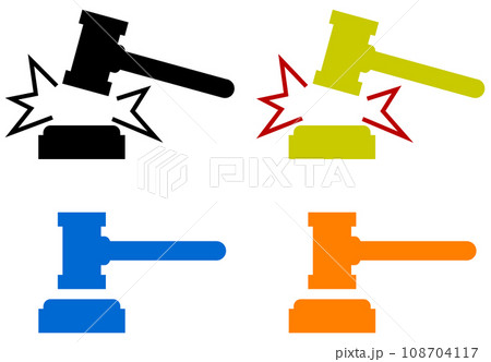 裁判やオークションで使う木槌ハンマーのイラスト 裁判やオークションで使う木槌ハンマーのイラスト 108704117