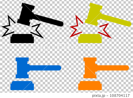裁判やオークションで使う木槌ハンマーのイラスト 裁判やオークションで使う木槌ハンマーのイラスト 108704117