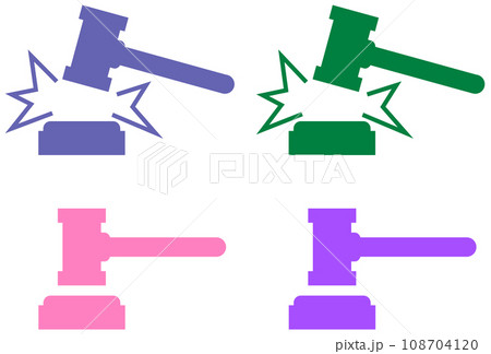 裁判やオークションで使う木槌ハンマーのイラスト 108704120