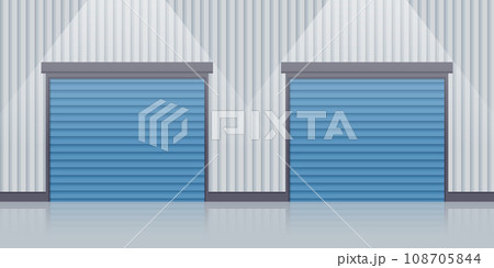 Industrial warehouse rolling doors for the storage of products and merchandise. Industrial storage and distribution of products 108705844